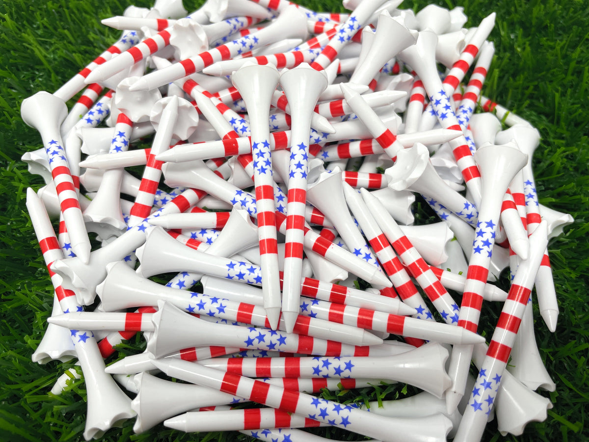 2 3/4” USA Stars and Stripes America Flag Golf Tees Plastic - 100 Tees in Bulk – Patriotic