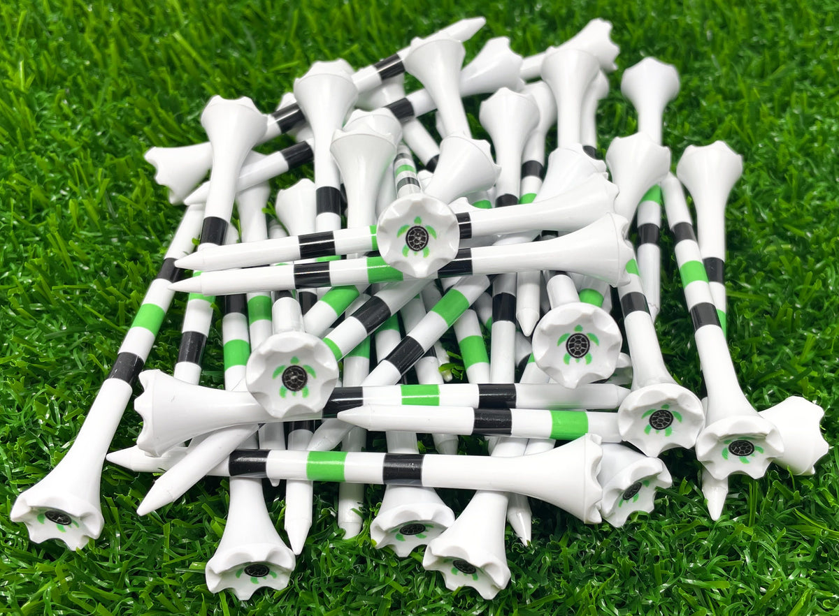 Sea Turtle Children Themed Cool Golf Tees Plastic - Pack of 40 Includes 3 ¼” Plastic Golf Tees Youth Kids Fun Various Designs - Golf Gifts -Stripes for Consistent Depth Placement