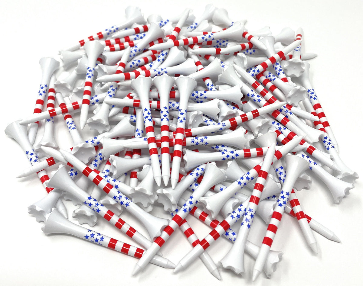 2 3/4” USA Stars and Stripes America Flag Golf Tees Plastic - 100 Tees in Bulk – Patriotic