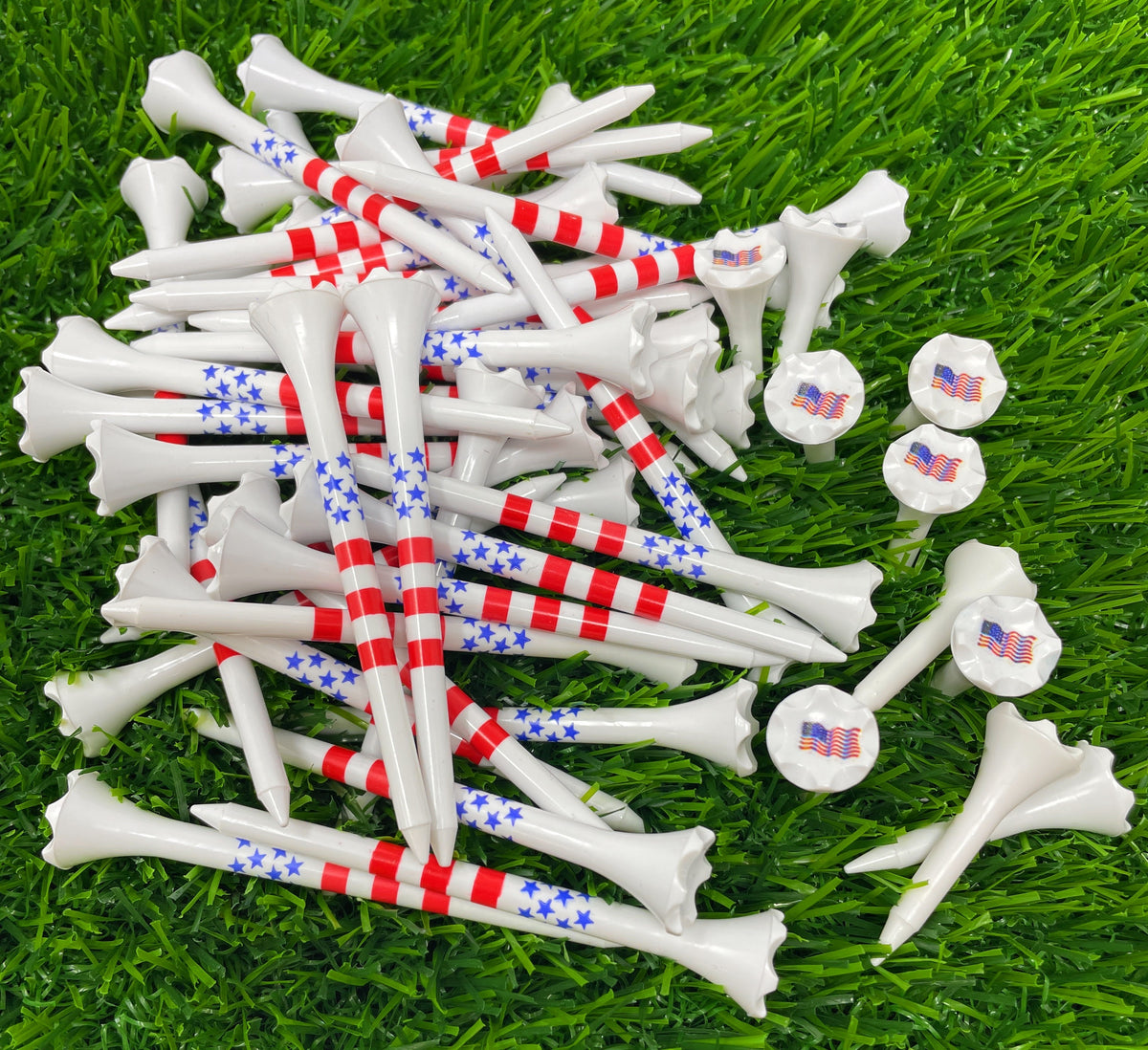 NorthPointe Plastic Golf Tees Combo Pack: USA Stars and Stripes Edition