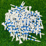 NorthPointe 3 ¼” Golf Tees Plastic – White/Blue Stripes - 50 Plastic Golf Tees in Bulk