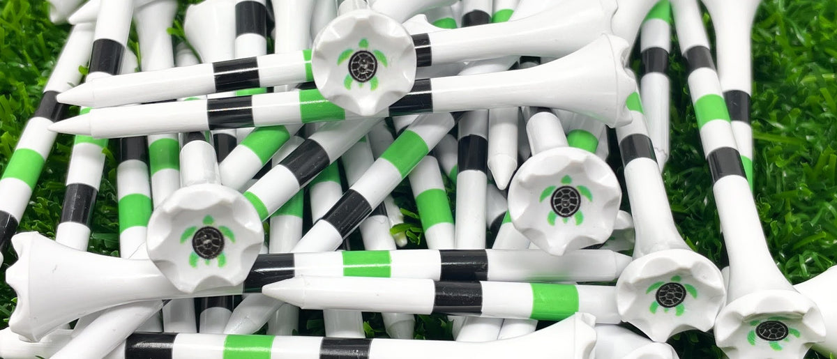 Sea Turtle Children Themed Cool Golf Tees Plastic - Pack of 40 Includes 3 ¼” Plastic Golf Tees Youth Kids Fun Various Designs - Golf Gifts -Stripes for Consistent Depth Placement