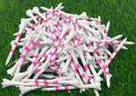 Pink Four Leaf Clover/Shamrock 3 ¼” Plastic Golf Tees – White with Pink - 100 Tees in Bulk