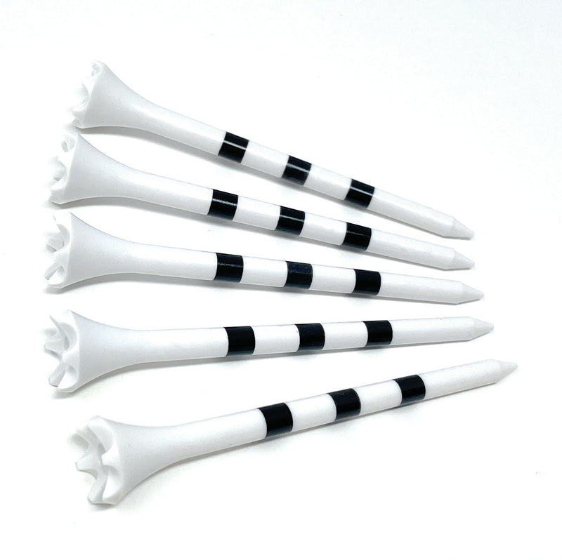 NorthPointe 3 ¼” Plastic Golf Tees – White with Black Stripes - 50 Golf Tees Plastic in Bulk