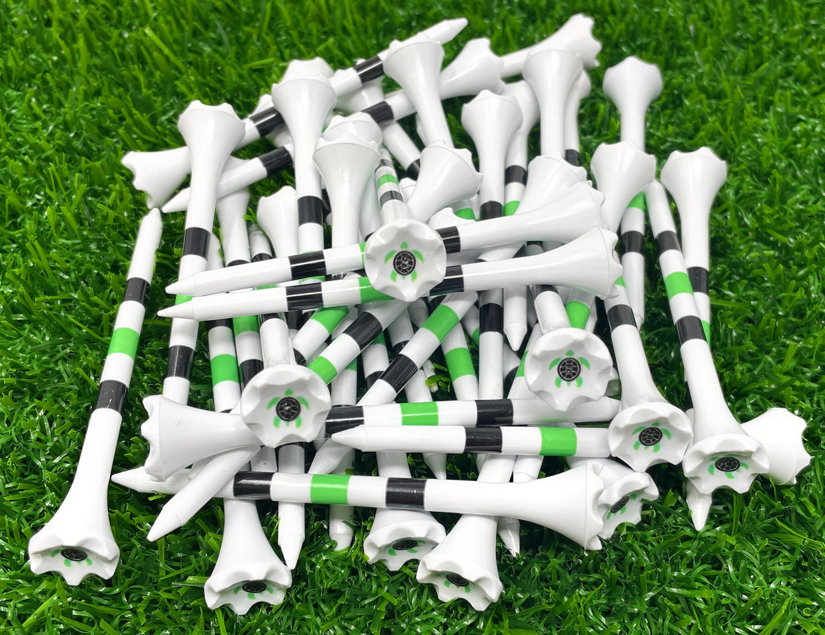 Sea Turtle Children Themed Cool Golf Tees Plastic - Pack of 40 Includes 3 ¼” Plastic Golf Tees Youth Kids Fun Various Designs - Golf Gifts -Stripes for Consistent Depth Placement
