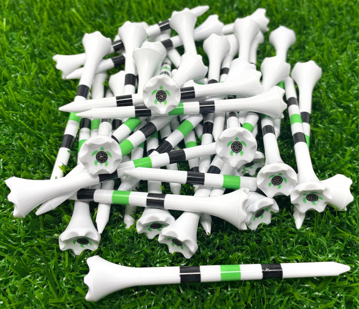Sea Turtle Children Themed Cool Golf Tees Plastic - Pack of 40 Includes 3 ¼” Plastic Golf Tees Youth Kids Fun Various Designs - Golf Gifts -Stripes for Consistent Depth Placement