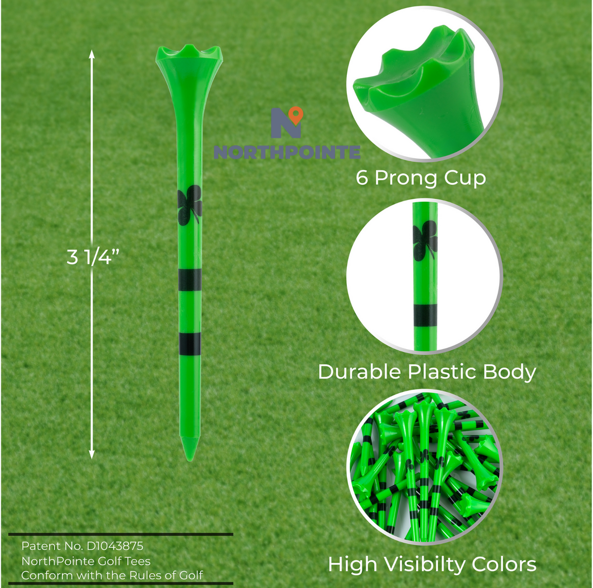 3 1/4 Neon Plastic Golf Tees – Highly Visible Bright Colors - Easy to Find Neon Golf Tees Plastic in Bulk