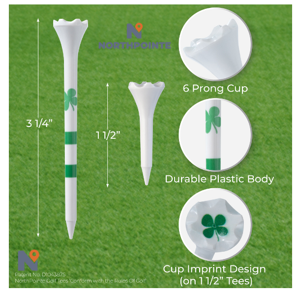 Golf Tees Plastic Combo Length Pack of 50 Includes (40 Count) 3 ¼” Plastic Golf Tees + (10 Count) 1½ Plastic Short Tees for Irons, Hybrids, Par Threes