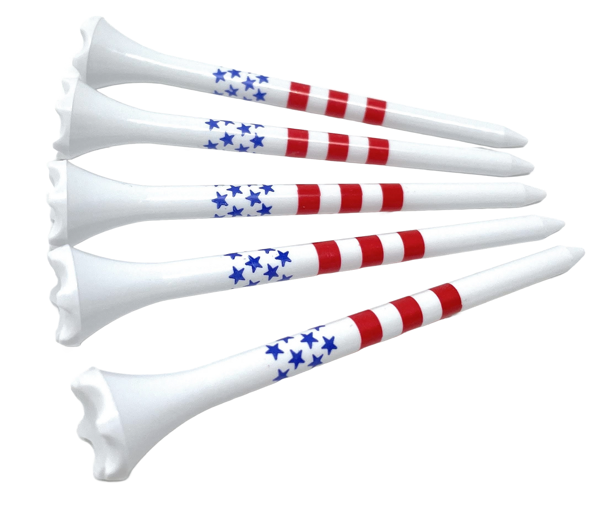 3 ¼” USA Stars and Stripes American Flag Golf Tees Plastic - 100 Plastic Golf Tees in Bulk – Patriotic
