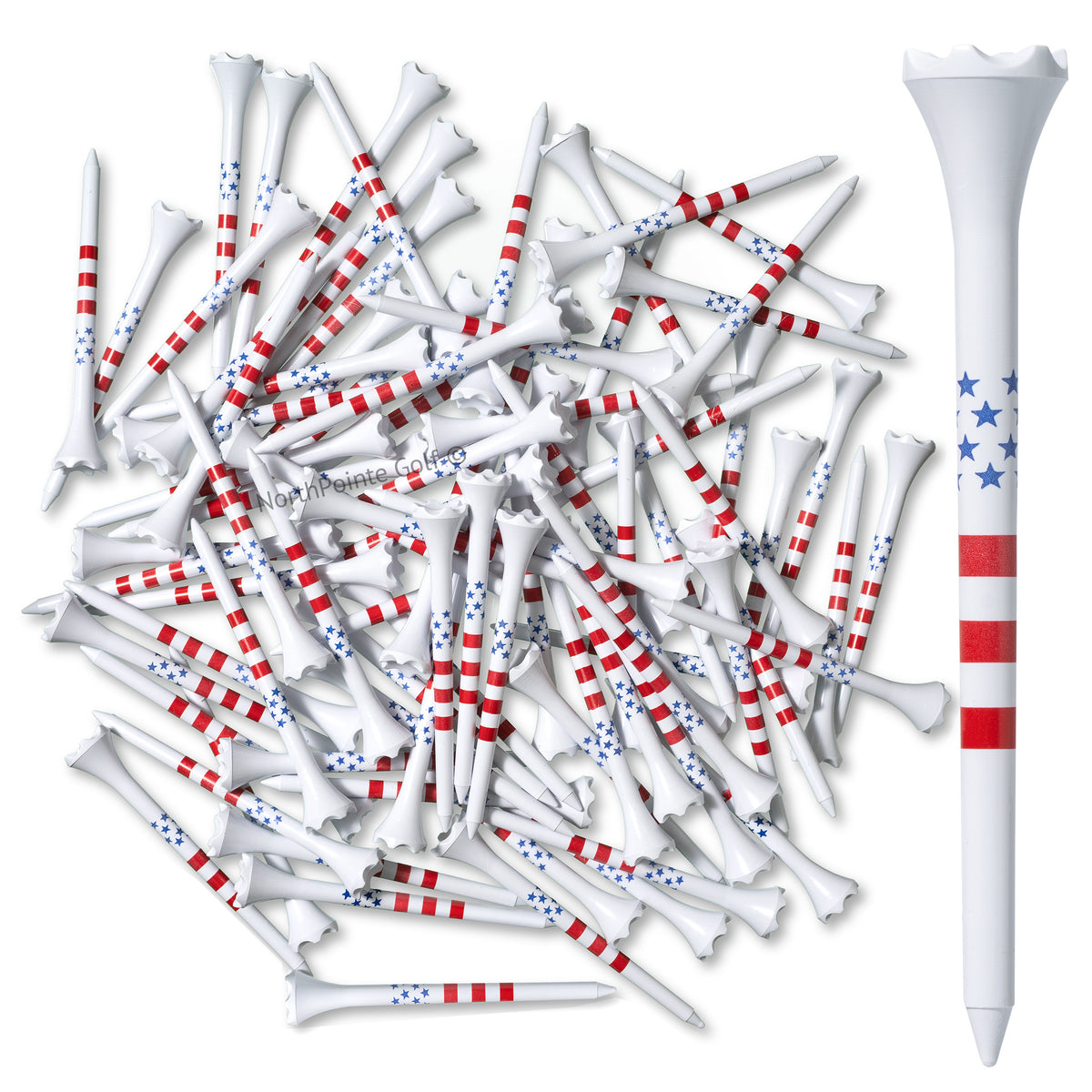 3 ¼” USA Stars and Stripes American Flag Golf Tees Plastic - 100 Plastic Golf Tees in Bulk – Patriotic