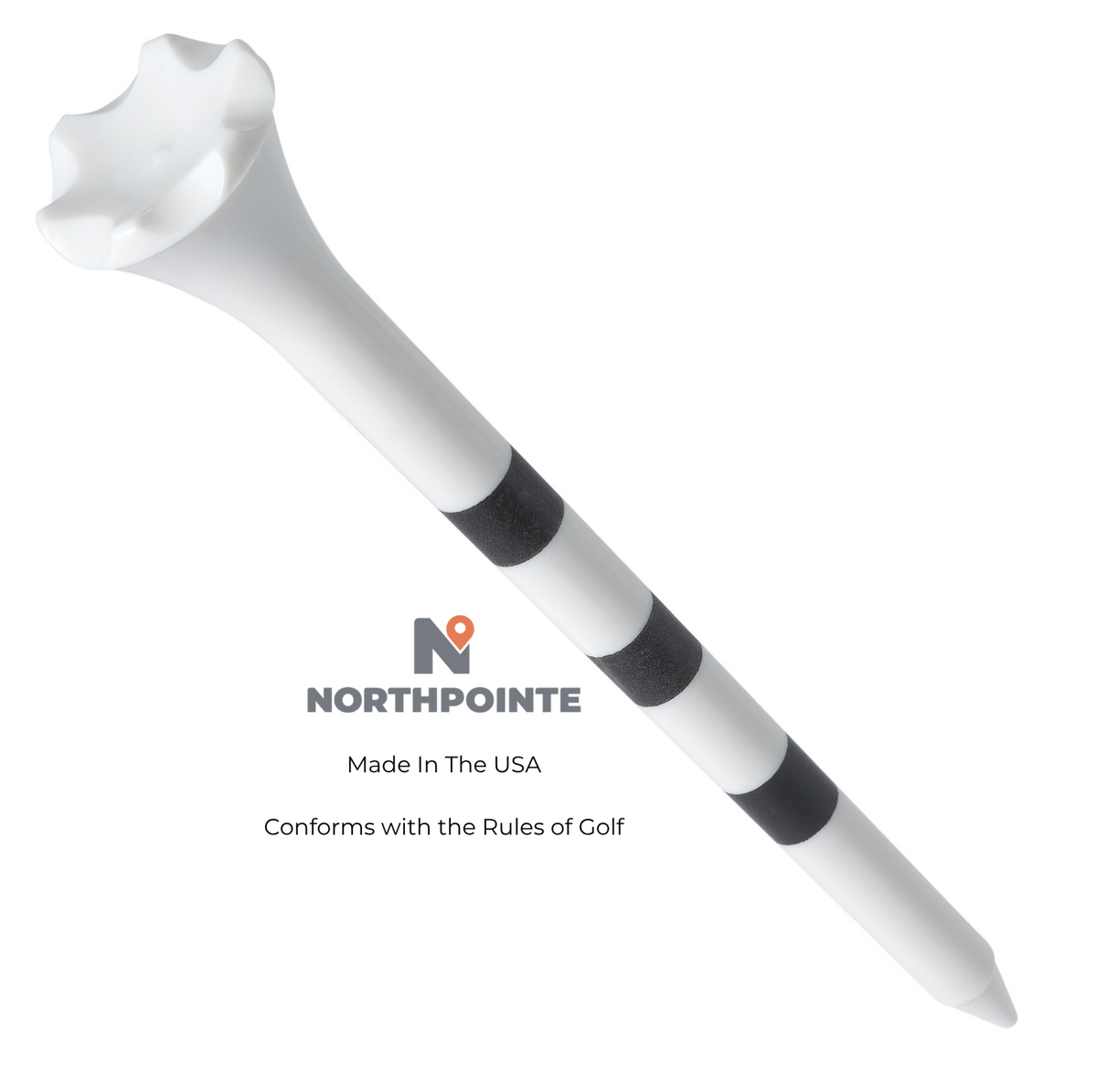 White with Black Stripes 3 ¼” Plastic Golf Tees - 100 Golf Tees Plastic in Bulk