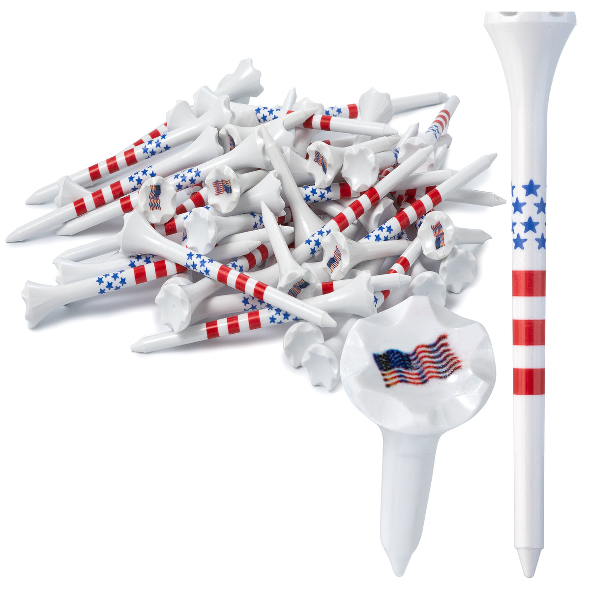 Golf Tees Plastic Combo Length Pack of 50 Includes (40 Count) 3 ¼” Plastic Golf Tees + (10 Count) 1½ Plastic Short Tees for Irons, Hybrids, Par Threes