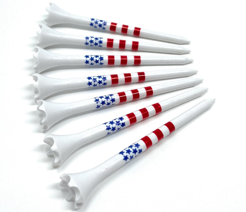 3 ¼” USA Stars and Stripes American Flag Golf Tees Plastic - 100 Plastic Golf Tees in Bulk – Patriotic