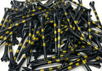 3 ¼” Gold Golf Tees Plastic – Black Tee w/Gold Stripes - 100 Plastic Golf Tees in Bulk