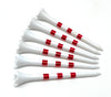 3 ¼” Golf Tees Plastic – White w/Red Stripes - 100 Plastic Golf Tees in Bulk