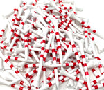 3 ¼” Golf Tees Plastic – White w/Red Stripes - 100 Plastic Golf Tees in Bulk