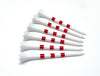 3 ¼” Golf Tees Plastic – White w/Red Stripes - 100 Plastic Golf Tees in Bulk