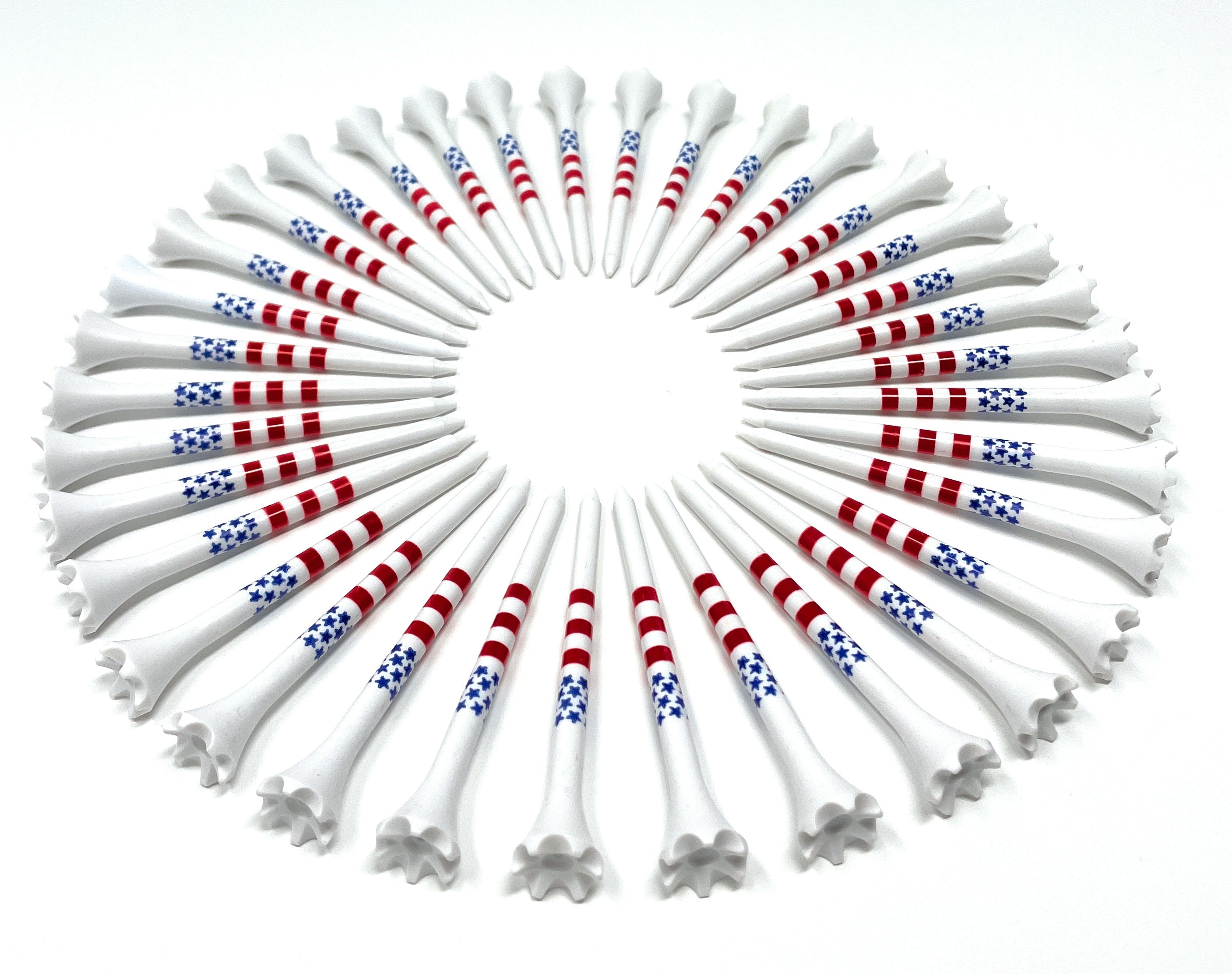 NorthPointe 2 3/4” USA Stars and Stripes America Flag Golf Tees Plastic - 1 3 ¼\u201d USA Stars and Stripes American Flag Golf Tees Plastic - 100 Plastic  Golf Tees in Bulk \u2013 Patriotic