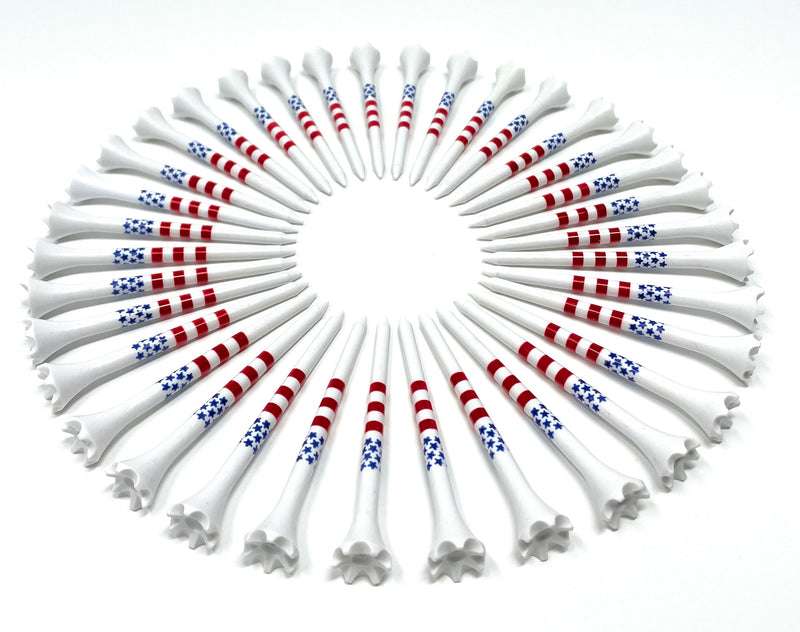 3 ¼” USA Stars and Stripes American Flag Golf Tees Plastic - 100 Plastic Golf Tees in Bulk – Patriotic