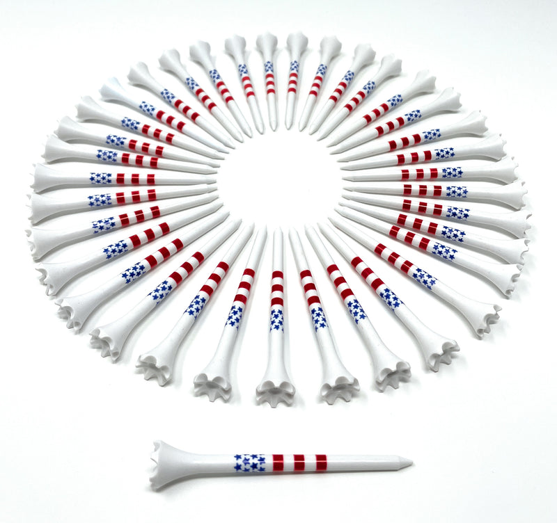 3 ¼” USA Stars and Stripes American Flag Golf Tees Plastic - 100 Plastic Golf Tees in Bulk – Patriotic